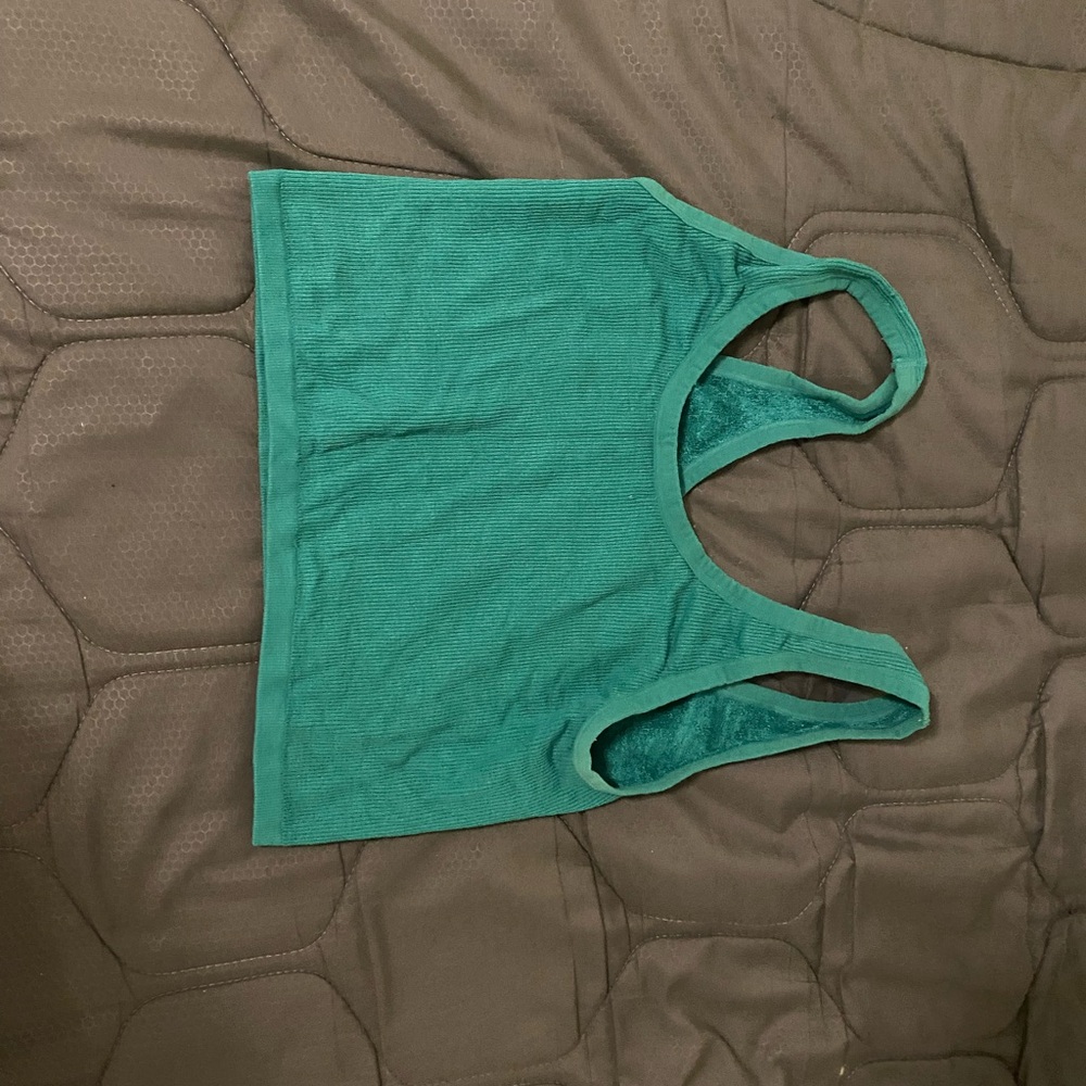 Teal Ribbed Crop Top